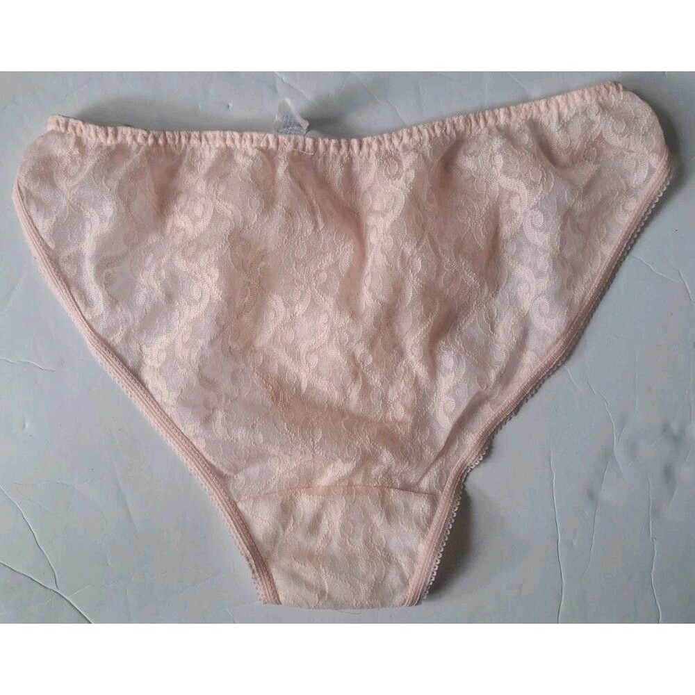 Vintage Sears Kiki Bikini Panty All Over Lace Size 7 Pastel Pink Underwear - Picture 2 of 4